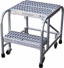 Cotterman - 20" 2 Step Rolling Warehouse Ladder - Rolling Safety Ladder, 350 Lb Capacity, 20" Platform Height, 26" Base Width x 23" Base Depth, Serrated - USA Tool & Supply