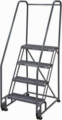 Cotterman - 70" 4 Step Rolling Warehouse Ladder - Tilt & Roll Safety Ladder, 450 Lb Capacity, 40" Platform Height, 28" Base Width x 37" Base Depth, Serrated Steel - USA Tool & Supply