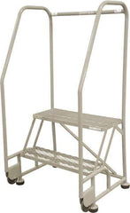 Cotterman - 50" 2 Step Rolling Warehouse Ladder - Tilt & Roll Safety Ladder, 450 Lb Capacity, 20" Platform Height, 28" Base Width x 24" Base Depth, Serrated Steel - USA Tool & Supply