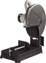 Porter-Cable - 14" Blade Diam, 1" Arbor Hole, Straight Chop & Cutoff Saw - 1 Phase, 3,800 RPM, 4 hp, 120 Volts, 4-1/2" in Solids at 90°, 4-7/8" in Pipe at 90°, 3-13/16" in Solids at 45°, 4-1/2" in Pipe at 45° - USA Tool & Supply