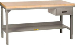 Little Giant - 48 Wide x 24" Deep x 51" High, 12 Gauge Steel Heavy-Duty Workbench with Pegboard Panel - Adjustable Height Legs, Gray - USA Tool & Supply