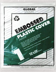 Premier Paint Roller - Medium Weight Plastic Drop Cloth - 20' x 10', 1 mil Thick, Off White - USA Tool & Supply