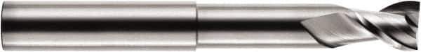 RobbJack - 3/8", 3/8" LOC, 3/8" Shank Diam, 4" OAL, 2 Flute, Solid Carbide Square End Mill - Single End, Uncoated, Spiral Flute, 40° Helix, Centercutting, Right Hand Cut, Right Hand Flute, Series FM-205 - USA Tool & Supply