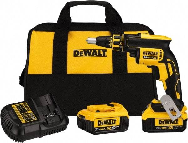 DeWALT - 20 Volt Lithium-Ion Battery Pistol Grip Cordless Screwdriver - 4,400 RPM, 266 In/Lb Torque - USA Tool & Supply