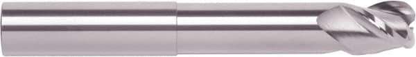 RobbJack - 3/8", 3 Flute, Single End, Solid Carbide, 0.06" Corner Radius End Mill - 4" OAL, 40° Helix, Right Hand Flute, 3/8" LOC, Right Hand Cut, 1" Extended Reach - USA Tool & Supply