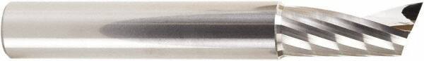 Amana Tool - 1/2" Cutting Diam x 1-1/8" Length of Cut, 1 Flute, Upcut Spiral Router Bit - Uncoated, Right Hand Cut, Solid Carbide, 3-1/2" OAL x 1/2" Shank Diam, 20° Helix Angle - USA Tool & Supply