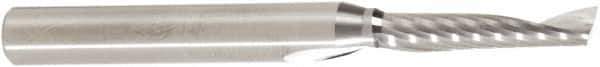 Amana Tool - 3/16" Cutting Diam x 7/8" Length of Cut, 1 Flute, Upcut Spiral Router Bit - Uncoated, Right Hand Cut, Solid Carbide, 2-1/2" OAL x 1/4" Shank Diam, 30° Helix Angle - USA Tool & Supply