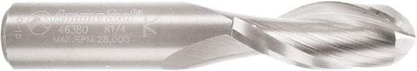 Amana Tool - 1/2" Cutting Diam x 1-1/4" Length of Cut, 2 Flute, Upcut Spiral Router Bit - Uncoated, Right Hand Cut, Solid Carbide, 3" OAL x 1/2" Shank Diam, Core Box, 30° Helix Angle - USA Tool & Supply