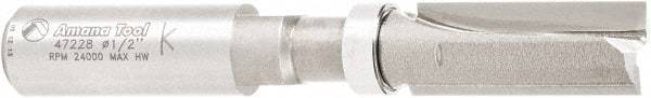 Amana Tool - 1/2" Cut Diam, 1-1/4" Length of Cut, 2 Flute Flush Trim Edge Profile Router Bit - Carbide-Tipped, 1/2" Shank Diam, 1" Shank Length, 3-1/2" OAL, Uncoated - USA Tool & Supply