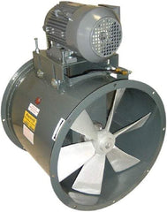 Americraft - 1 hp 24" TEFC Wet Location Belt Drive Tube Axial Duct Fan - 7,425 CFM at 0 Static Pressure, 1,725 RPM, Single Phase - USA Tool & Supply