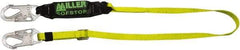 Miller - 6' Long, 310 Lb Capacity, 1 Leg Locking Snap Hook Harness Shock Absorbing Lanyard - 1-1/2" Diam, Polyester Webbing, Locking Snap Hook Anchorage Connection - USA Tool & Supply