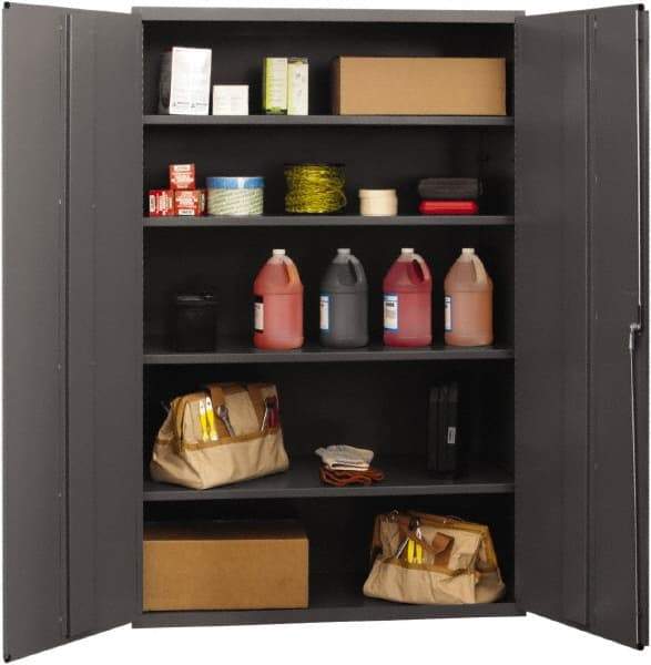 Durham - 4 Shelf Locking Storage Cabinet - Steel, 48" Wide x 24" Deep x 72" High, Gray - USA Tool & Supply