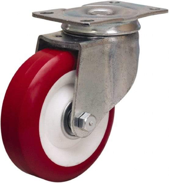 Hamilton - 4" Diam x 1-3/8" Wide x 5" OAH Top Plate Mount Swivel Caster - Polyurethane Mold on Polypropylene, 325 Lb Capacity, Sealed Precision Ball Bearing, 2-1/2 x 3-3/4" Plate - USA Tool & Supply