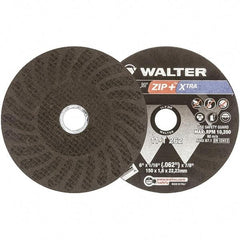 WALTER Surface Technologies - 6" 46 Grit Aluminum Oxide Cutoff Wheel - 1/16" Thick, 7/8" Arbor, 10,200 Max RPM, Use with Angle Grinders - USA Tool & Supply