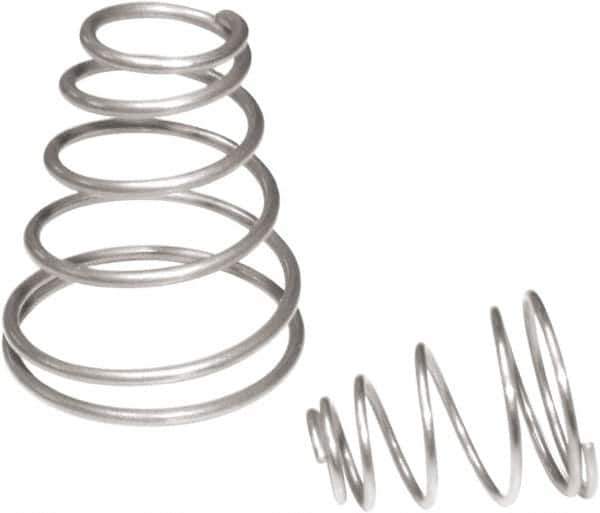 Associated Spring Raymond - 21.6mm OD, 1.4mm Wire, 3/4" Free Length, Cone Spring - 19.14 Lb Spring Rating, 54.49 N Max Work Load, Stainless Steel - USA Tool & Supply