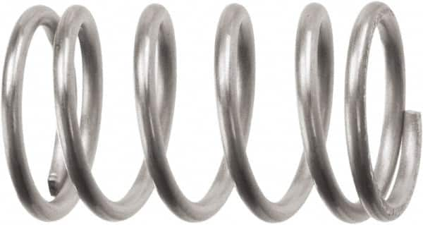 Compression Spring: 1.937″ OD, 6″ Free Length 4.88 mm Wire Dia, 342.45 N Max Load, Stainless Steel