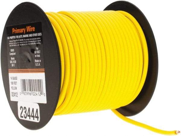 EastPenn - 14 AWG Automotive Plastic Insulated, Single Conductor Wire - 100' Long, Yellow - USA Tool & Supply