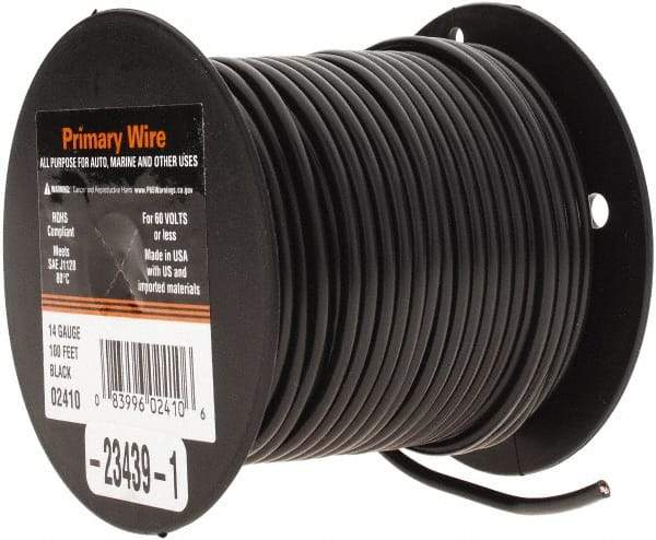 EastPenn - 14 AWG Automotive Plastic Insulated, Single Conductor Wire - 100' Long, Black - USA Tool & Supply