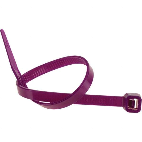 Value Collection - 8" Long Purple Nylon Standard Cable Tie - 50 Lb Tensile Strength, 54mm Max Bundle Diam - USA Tool & Supply