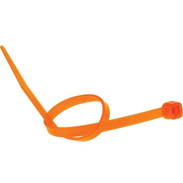 Value Collection - 8" Long Orange Nylon Standard Cable Tie - 50 Lb Tensile Strength, 54mm Max Bundle Diam - USA Tool & Supply