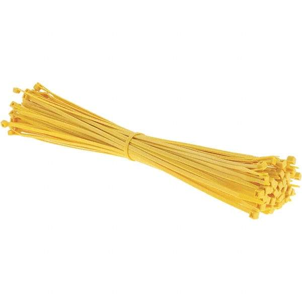 Value Collection - 15.2" Long Yellow Nylon Standard Cable Tie - 50 Lb Tensile Strength, 114mm Max Bundle Diam - USA Tool & Supply