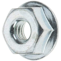 Value Collection - #10-24, 1/2" Flange Diam, Serrated Flange Nut - Grade Grade 2 Steel, Zinc-Plated Finish, 7/32" Flange Height - USA Tool & Supply