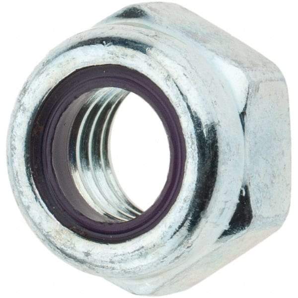 Value Collection - M8x1.25 Metric Coarse Grade 8 Hex Lock Nut with Nylon Insert - 8mm High, Zinc-Plated Finish - USA Tool & Supply