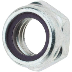 Value Collection - 7/16-14 UNC Grade 2 Hex Jam Lock Nut with Nylon Insert - 11/16" Width Across Flats, 21/64" High, Zinc-Plated Finish - USA Tool & Supply