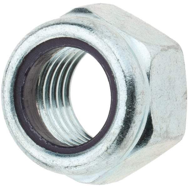 Value Collection - 7/16-20 UNF Grade 2 Hex Lock Nut with Nylon Insert - 11/16" Width Across Flats, 15/32" High, Zinc-Plated Finish - USA Tool & Supply