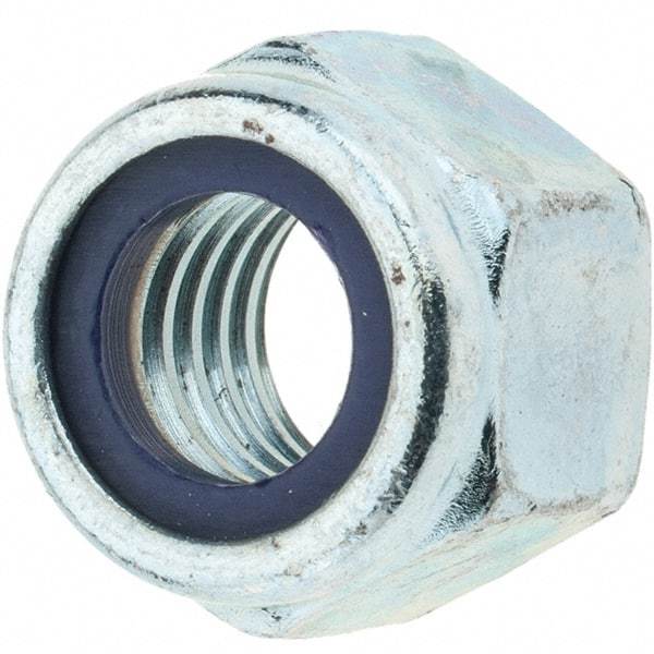 Value Collection - 1/2-13 UNC Grade 2 Hex Lock Nut with Nylon Insert - 3/4" Width Across Flats, 39/64" High, Zinc-Plated Finish - USA Tool & Supply