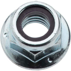 Value Collection - 3/8-16 UNC Grade 2 Hex Flange Lock Nut with Nylon Insert - 9/16" Width Across Flats, 7/16" High, Zinc-Plated Finish - USA Tool & Supply