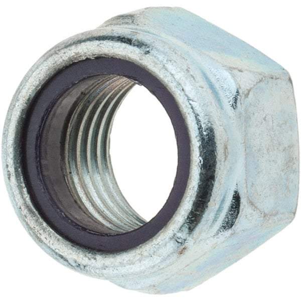 Value Collection - 7/16-20 UNF Grade 2 Hex Lock Nut with Nylon Insert - 11/16" Width Across Flats, 15/32" High, Zinc-Plated Finish - USA Tool & Supply