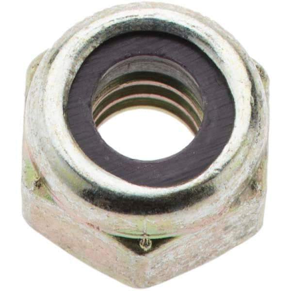 Value Collection - 1/4-20 UNC Grade 8 Hex Lock Nut with Nylon Insert - 7/16" Width Across Flats, 5/16" High, Zinc Yellow Dichromate Finish - USA Tool & Supply