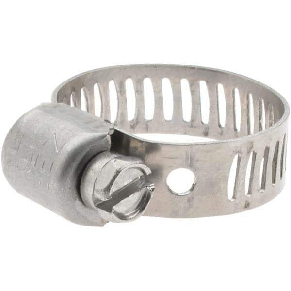 Made in USA - SAE Size 6, 7/16 to 25/32" Diam, Stainless Steel Miniature Worm Drive Clamp - 5/16" Wide - USA Tool & Supply