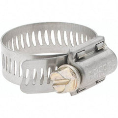 Made in USA - SAE Size 16, 13/16 to 1-1/2" Diam, Stainless Steel Worm Drive Clamp - USA Tool & Supply