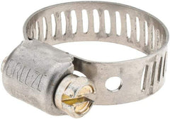 Made in USA - SAE Size 6, 7/16 to 25/32" Diam, Stainless Steel Worm Drive Clamp - USA Tool & Supply