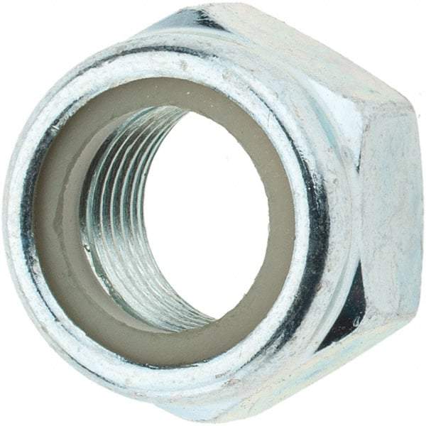 Value Collection - M16x1.50 Metric Fine Grade 8 Hex Lock Nut with Nylon Insert - 16mm High, Zinc-Plated Finish - USA Tool & Supply