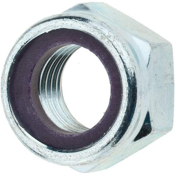 Value Collection - M20x2.50 Metric Coarse Grade 8 Hex Lock Nut with Nylon Insert - 20mm High, Zinc-Plated Finish - USA Tool & Supply