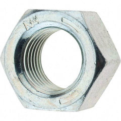 Value Collection - 3/8-24 UN Steel Right Hand Hex Nut - 9/16" Across Flats, 21/64" High, Zinc Clear Finish - USA Tool & Supply