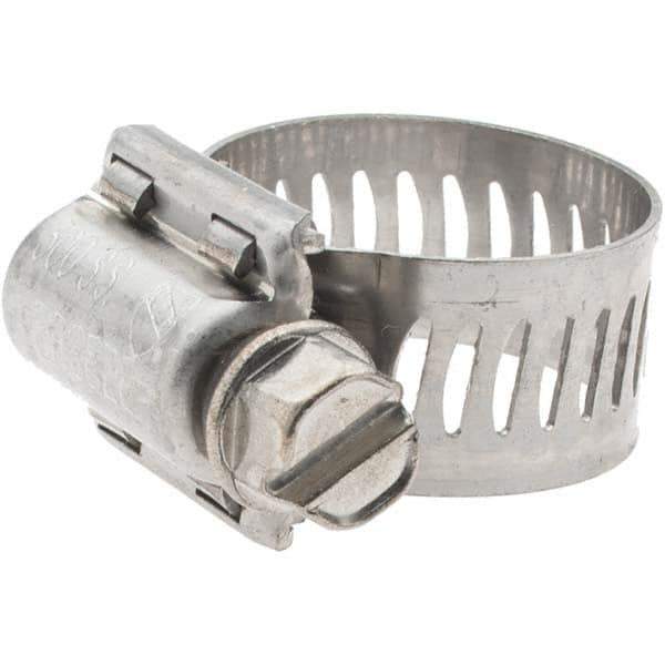 Made in USA - SAE Size 6, 7/16 to 25/32" Diam, Stainless Steel Worm Drive Clamp - 1/2" Wide, Series SAE J1508 Type F - USA Tool & Supply