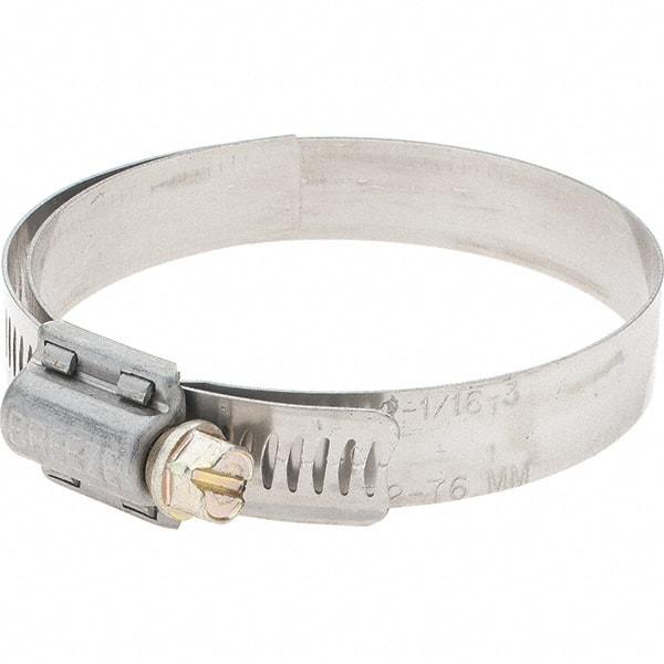 Made in USA - SAE Size 40, 2-1/16 to 3" Diam, Stainless Steel Protective Liner Worm Drive Clamp - USA Tool & Supply