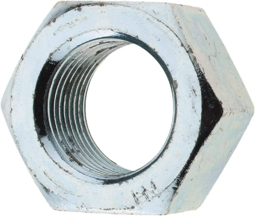 Value Collection - 3/4-16 UNF Steel Right Hand Hex Nut - 1-1/8" Across Flats, 0.6406" High, Zinc Clear Finish - USA Tool & Supply