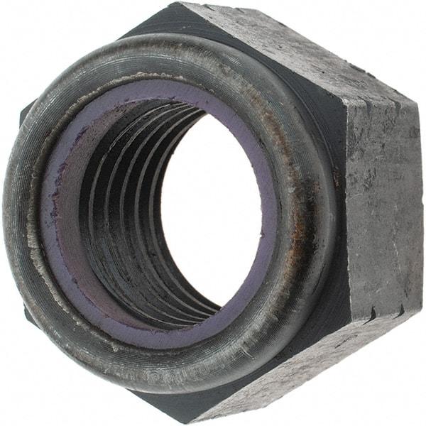 Value Collection - 1-1/8 - 7 UNC Grade 8 Hex Lock Nut with Nylon Insert - 1-5/8" Width Across Flats, 1-11/64" High, Uncoated - USA Tool & Supply