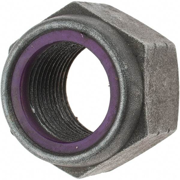 Value Collection - 1-1/8 - 12 UNF Grade 8 Hex Lock Nut with Nylon Insert - 1-5/8" Width Across Flats, 1-11/64" High, Uncoated - USA Tool & Supply