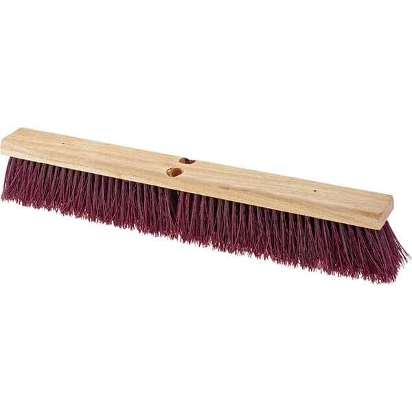 Value Collection - 24" Combo Duty Polypropylene Push Broom - 3" Bristle Length, Wood Block, Threaded Handle Connection, Handle Sold Separately - USA Tool & Supply