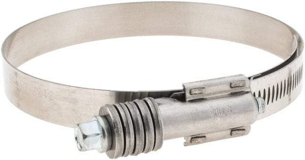 Made in USA - 3-3/4 to 4-5/8" Diam, Stainless Steel Auto-Adjustable Worm Drive Clamp - 5/6" Wide - USA Tool & Supply