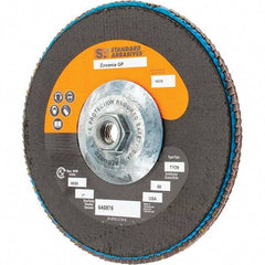 Camel Grinding Wheels - 80 Grit, 7" Disc Diam, 5/8-11 Center Hole, Type 29 Zirconia Alumina Flap Disc - 13,300 Max RPM, Arbor Attaching System, Coated - USA Tool & Supply