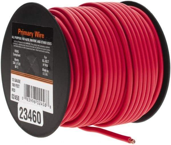 EastPenn - 12 AWG Automotive Plastic Insulated, Single Conductor Wire - 100' Long, Red - USA Tool & Supply