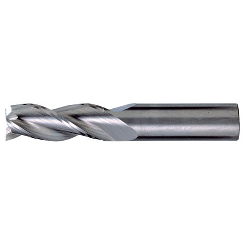 ‎1/8″ × 1/8″ × 1/4″ × 1-1/2″ RHS / RHC Solid Carbide 3-Flute Square End High-Performance End Mill for Aluminum - Bright - Exact Industrial Supply