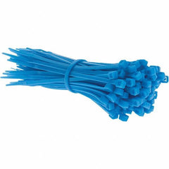 Value Collection - 4" Long Blue Nylon Standard Cable Tie - 18 Lb Tensile Strength, 21mm Max Bundle Diam - USA Tool & Supply